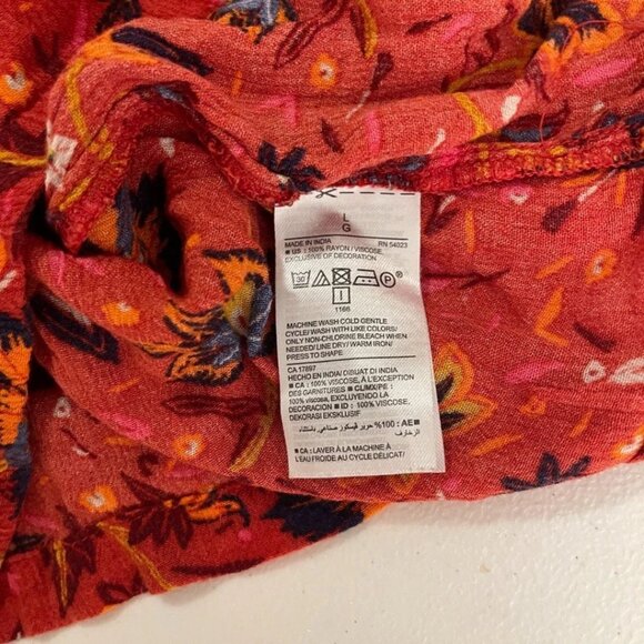 Old Navy women large red floral artsy flowy boho blouse - Picture 10 of 10
